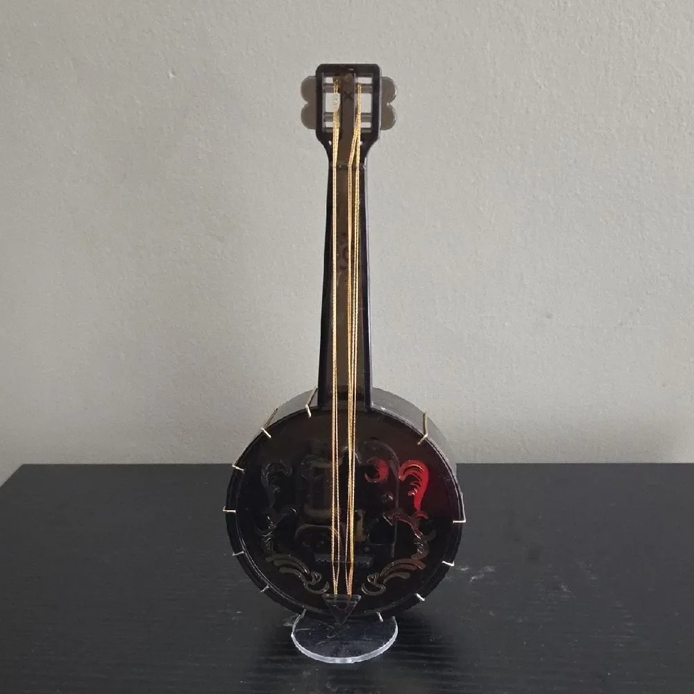 Decorative Black and Gold Banjo Figurine